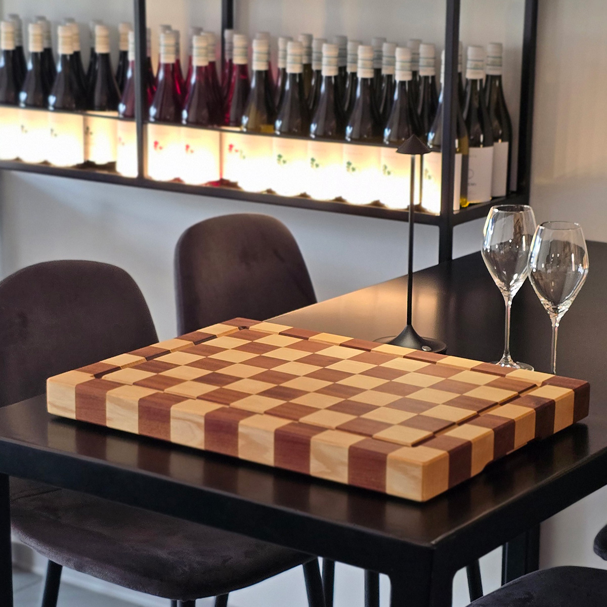 Tagliere professionale con canale in legno di frassino e mogano massello con canale