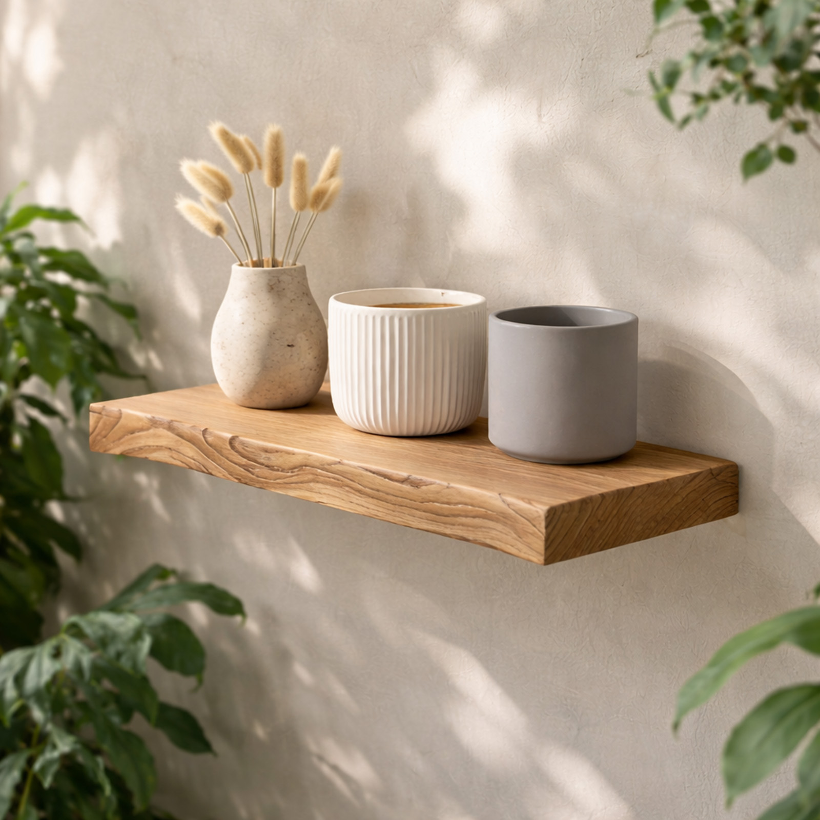 Mensola in legno di castagno massello con bordo naturale